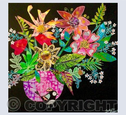 Vase of Flowers on Black