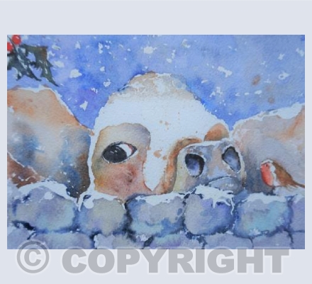 Christmas cow and friend