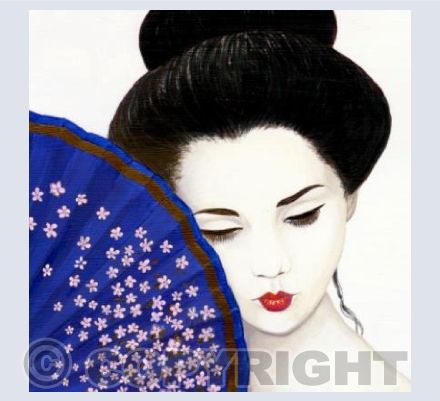 Geisha with a Blue Fan