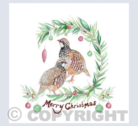 Xmas Partridges Small white