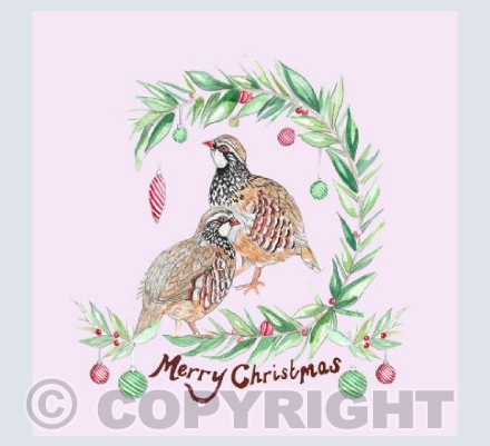 Xmas Partridges Pink