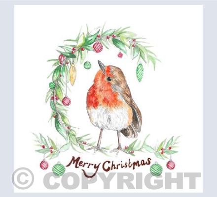 Xmas Robin, small white