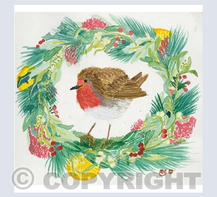 Robin in a wreath