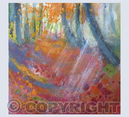 Bright Autumn Leavesin Sunbeams of Light.