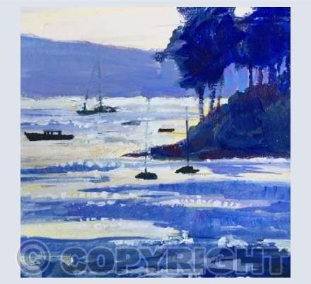 Evening Glitter, Boats, Trees