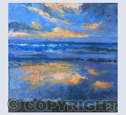Pink and Orange Reflections, Wet Sand