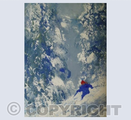 Nw Powder and Skier in Blue