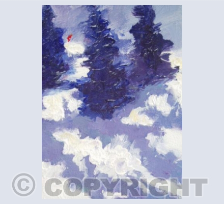 Lone Red Skier Far Away.