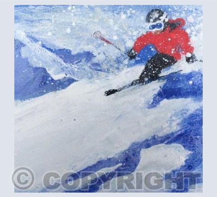 Snow Flurries and Skier in Red