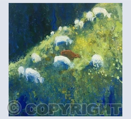 Sheep Grazing on Luscious New Grass