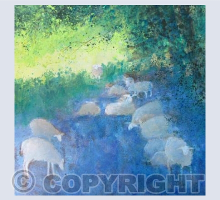Sheep Under the Shade of Cool Green Leaves