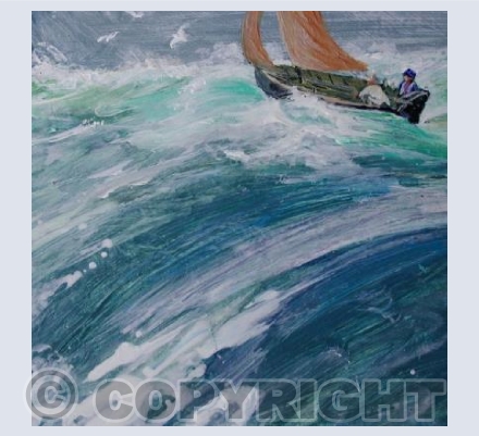 Brown Sailed Yacht Riding the Waves.