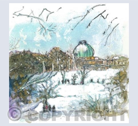 Greenwich Observatory in the snow