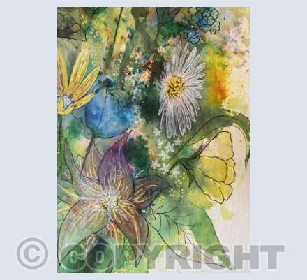 Abstract Floral Bouquet Line & Wash 2