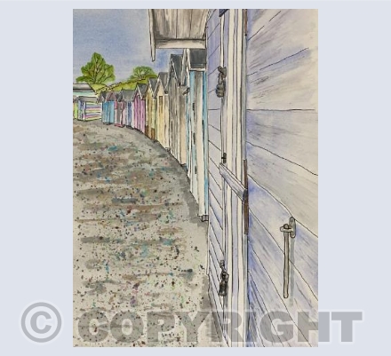 Lockdown Beach Huts, looking South, Pakefield Beach, Lowestoft 