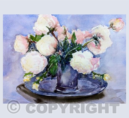 Peonies & pewter