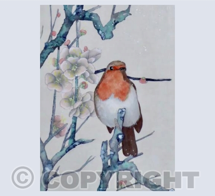 Robin and spring Blossom