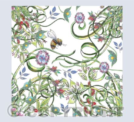 Botanical Bee and Foliage