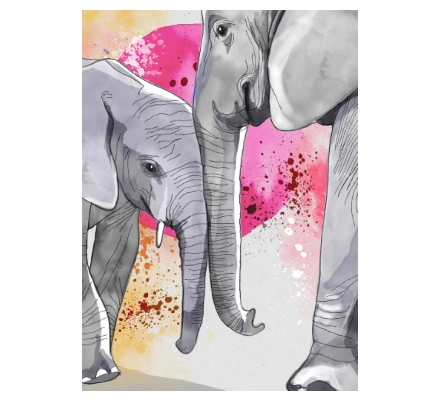 Elephant & baby digital - A mother's love