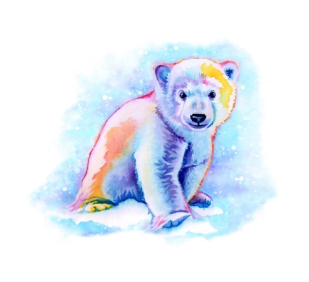 Polar bear watercolour - On thin ice