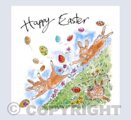 Egg rolling bunnies - Happy Easter