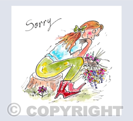 Lady holding a bunch of flowers - Sorry