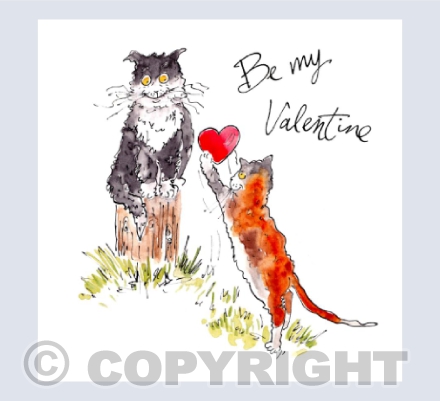 Cat offering heart - Be my Valentine
