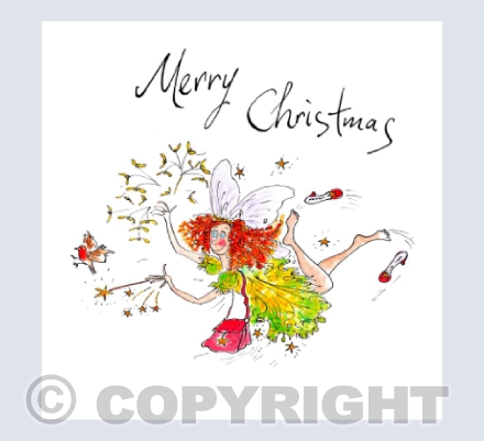 Merry Christmas - Fairy in flight with robin