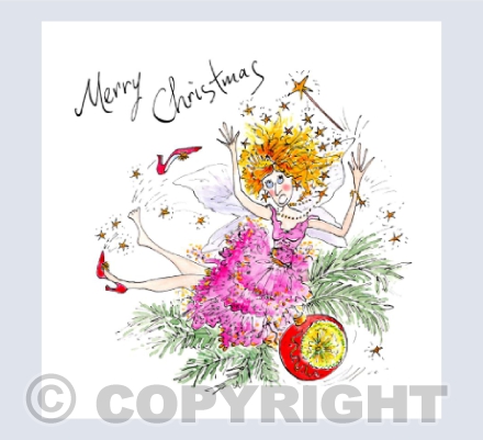 Merry Christmas - Fairy falling from Christmas tree