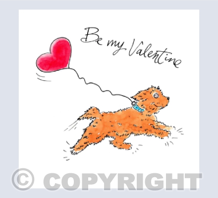 Puppy with heart balloon - Be my Valentine