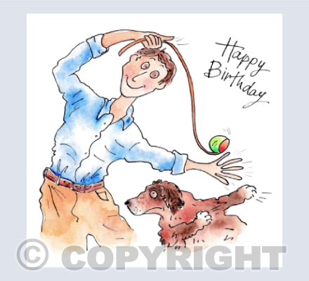 Man and dog birthday fun
