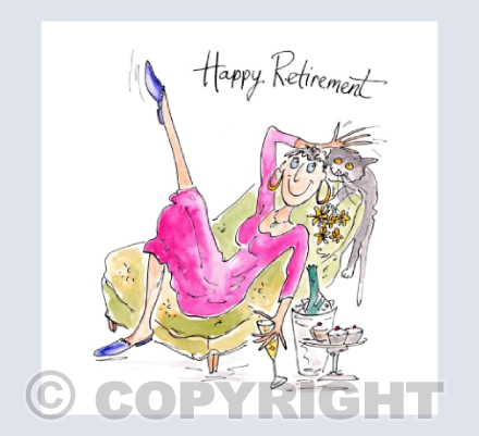 Lady, cat, champagne - Retirement