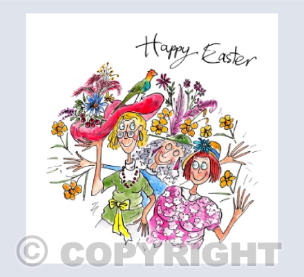 Three ladies in Easter bonnets