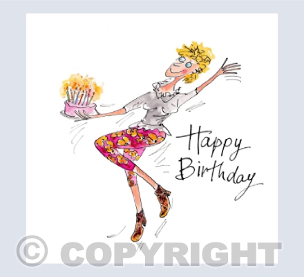 Lady with birthday cake - Happy Birthday