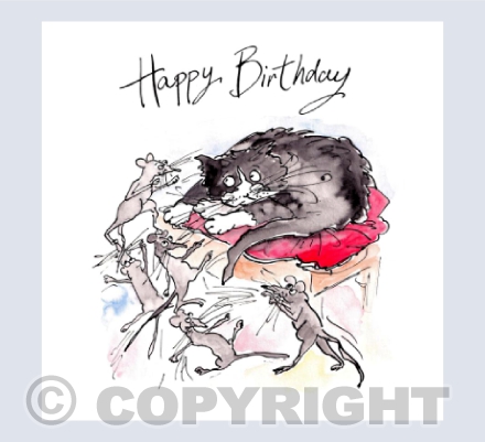 Moggy and mice - Happy Birthday