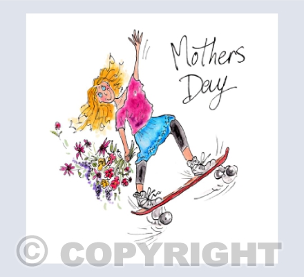 V2 - Girl on a skateboard with flowers