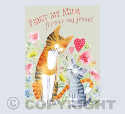 Mum cat and kitten