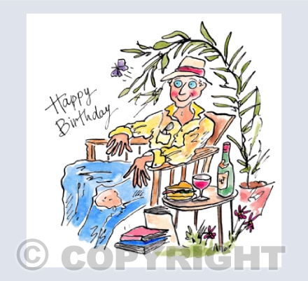 Happy Birthday - Man relaxing in garden