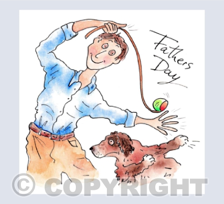 Man and dog playing catch