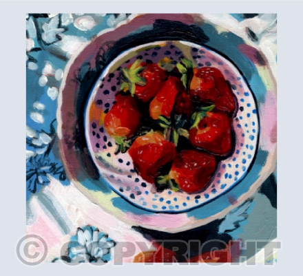Colourful Kitchen Spotty Bowl of Strawberries I
