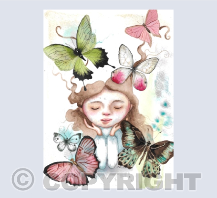 Butterflies In Her Hair Greetings Card