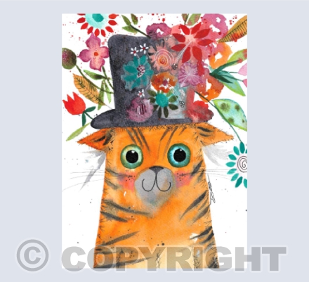 Cat in a flowery hat