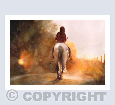 Sunset Horse Ride - Watercolour Painting