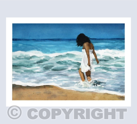 Girl on the beach - Watercolour Painting