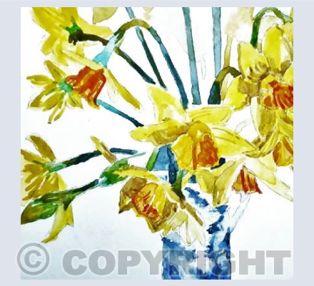 Daffodils with Blue Jug