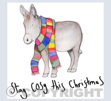 Cosy Donkey Christmas Card 