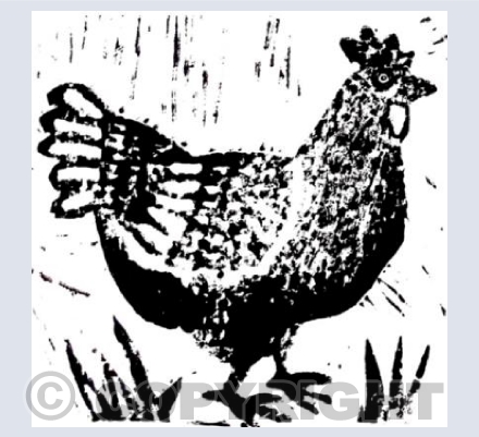 Linocut Chicken