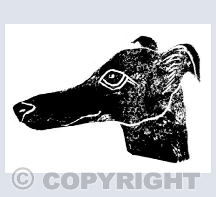 Whippet Head Linocut