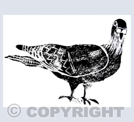 Side Pigeon Linocut