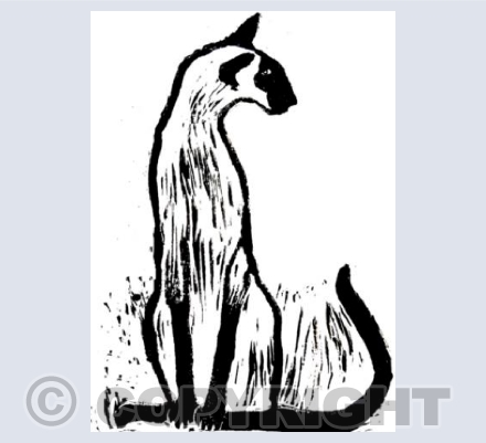Siamese Cat Linocut